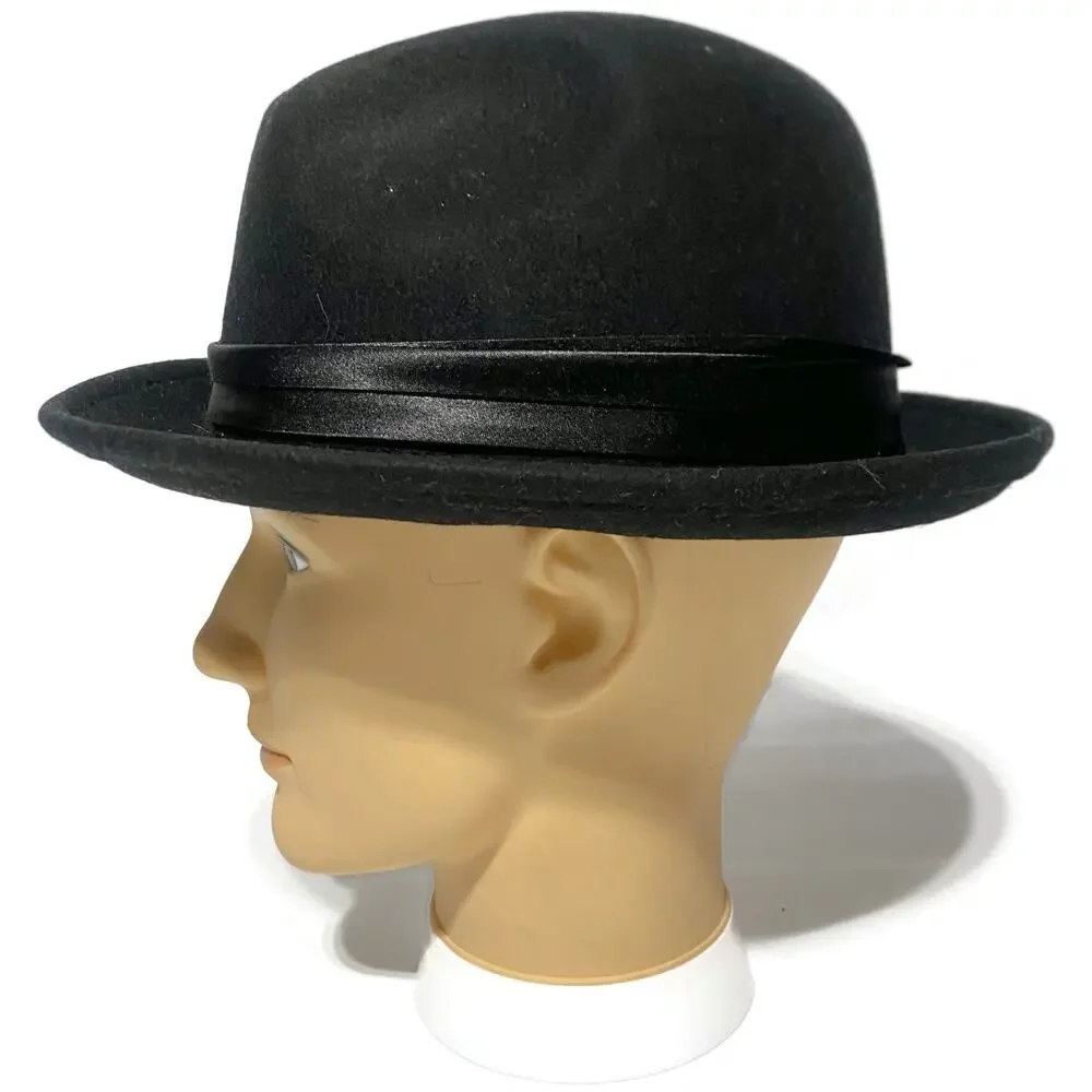 Stacy Adams Wool Felt Hat Black with Small Red Feather Size Medium